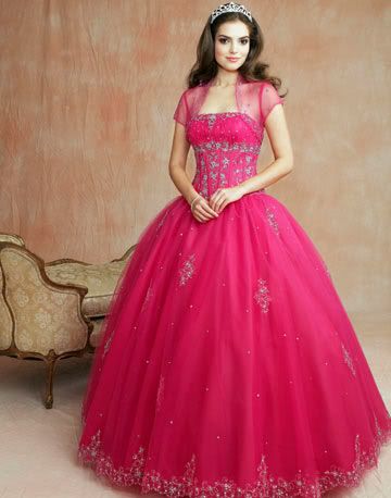 Hot pink prom dress with sleeves Pictures, Images and Photos