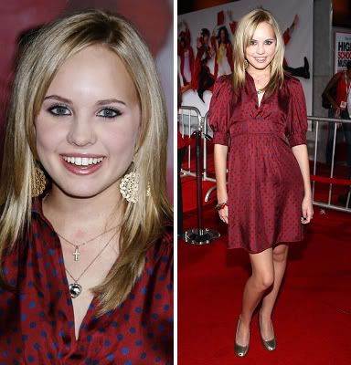 Camp Rock actress Meaghan Martin wore a red dotty dress and metallic heels