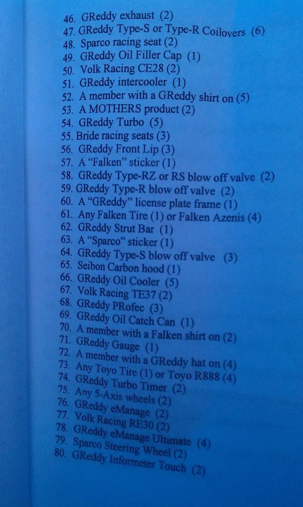 Greddy Garage Sale Scavenger Hunt Help Needed!!!!!!